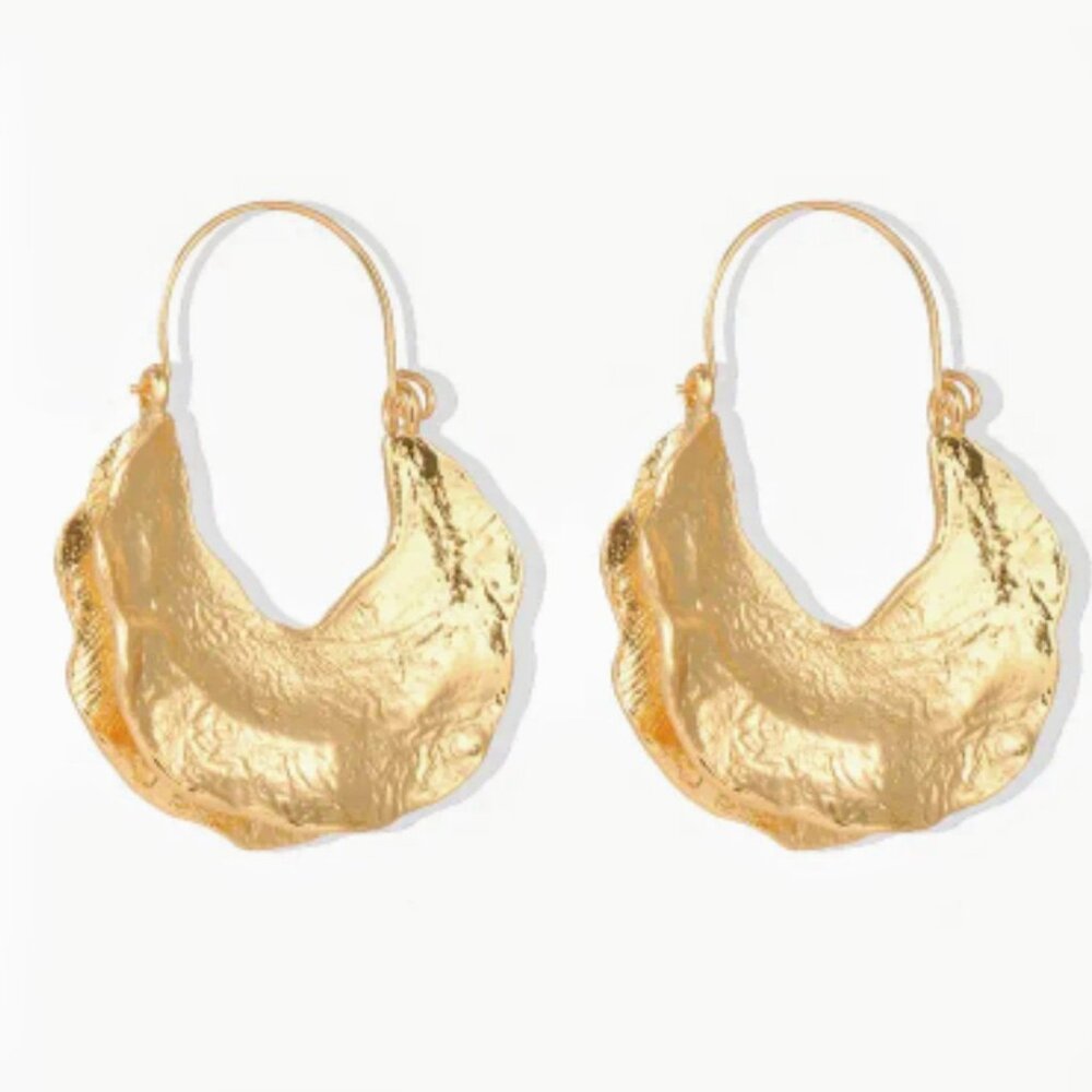 Zara Textured Gold Hoop Earrings